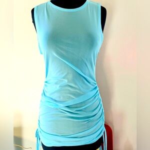 Swimsuit cover bathing suit cover up. Sleeveless Blue Ruched Women size medium